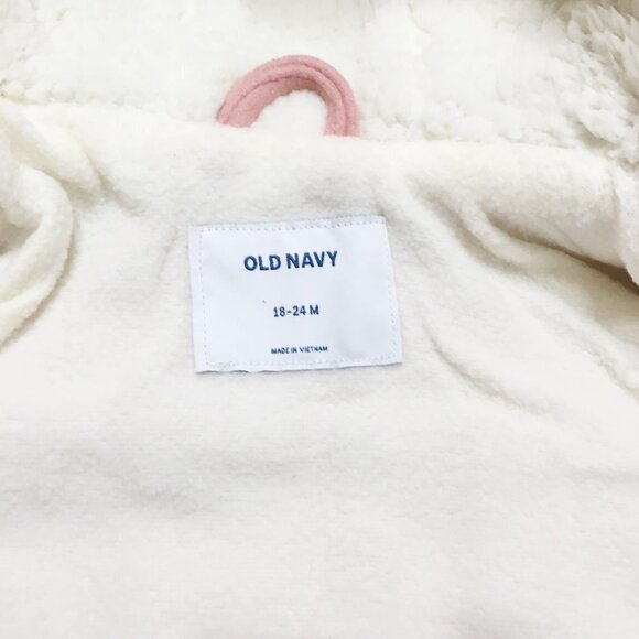 OLD NAVY Pink Winter Soft-Brushed Hooded Pea Coat Sherpa Fleece Lined Jacket 24M - Picture 3 of 8
